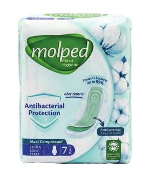 Molped Extra Hygiene Antibacterial Sanitary Pads Extra Long 7 Pads image 1