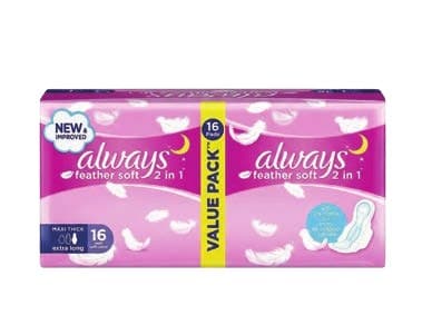 Always Sanitary Pads Assorted (Feather Soft 2in1 & Aloe Cool) image 1